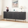 Manhattan Comfort DUMBO 6-Drawer Double Low Dresser in Black DR003-BK